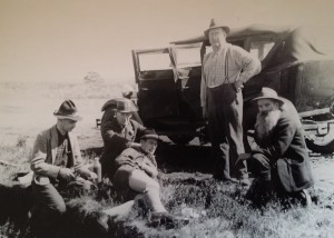 Reg Hall, PH Bond (one of the next two), Fred Smithies (standing) and Dave Courtney, Middlesex, 1940. RE Smith photo courtesy of Charles Smith.