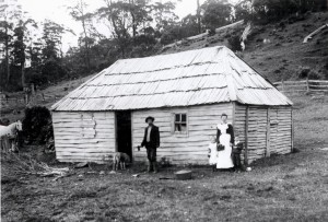 A close-up of the Browns in front of the mustering hut. Ron Smith photo courtesy of the late Charles Smith.