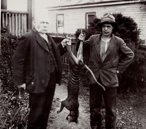 Clem Penney (right) and friends, Waratah, 1924. Probably a JH Robinson photo. From the Weekly Courier, 17 January 1924, p.26.