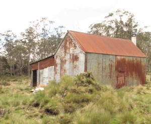 The pile of rubble or huge chimney butt beside Atkinson's hut from a previous building on the Thompsons Park site.