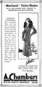 The fashionable British bride would not think of departing on her honeymoon in anything but a Tasmanian brush possum collar coat in 1932. Advert from the Grantham Journal, 29 October 1932, p.4.